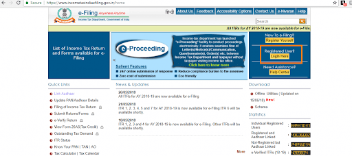 Visit the income tax department portal