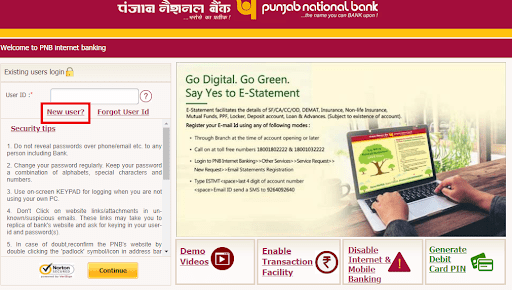 PNB netbanking registration - 2
