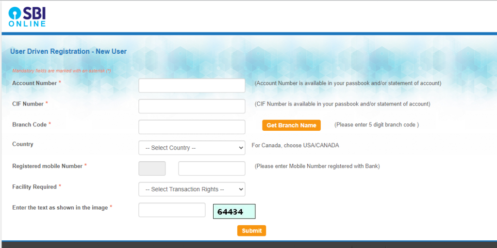 sbi net banking registration